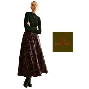 Danier Satin&Tulle Vintage Danier Mixed Chocolate Mid Length Skirt
